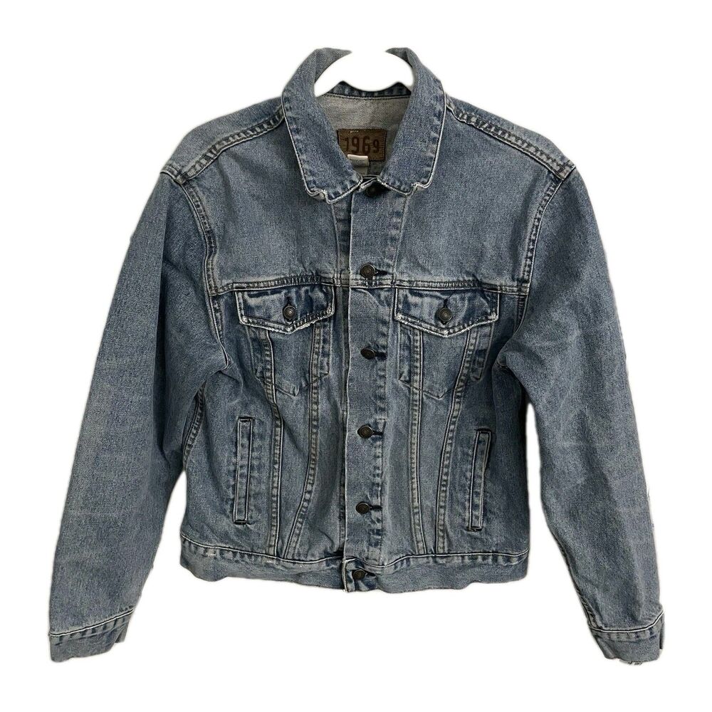 GAP 1969 Denim Jacket Womens Small Blue Trucker Style 90s Y2K Vintage Cotton VTG